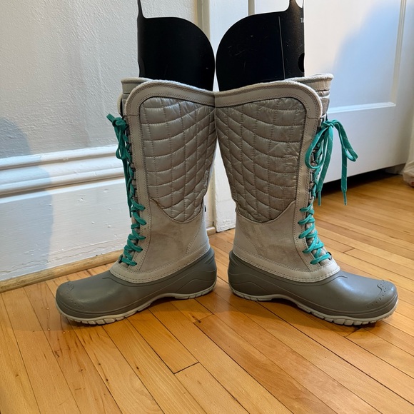 The North Face Shellista Tall ThermoBall Winter Snow Boots Gray Teal Wms 8 - Picture 3 of 7